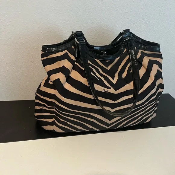 Coach Rare Signature Zebra Print Luxe Shoulder Bag | Designer Timeless - Picture 4 of 7